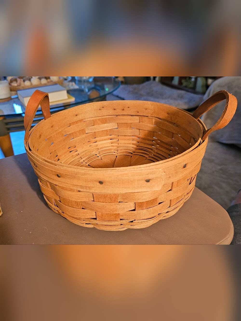Longaberger Natural Brown Handled Woven Basket